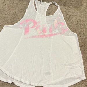 PINK Victoria's Secret White Tank Top with Pink Logo